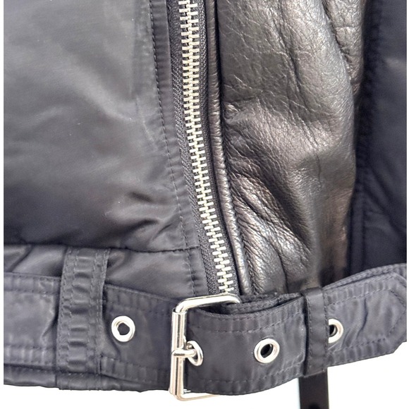 The Kooples Paris Mens Black Leather & Down Biker Hooded Jacket Size L MSRP $810 - Picture 10 of 16